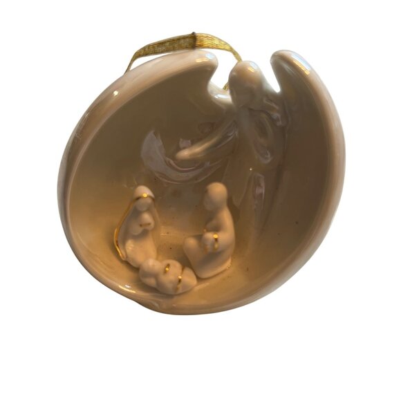 Nativity Scene Light Up Ornament Appletree Design Angel Holy Porcelain Jesus - Picture 1 of 9